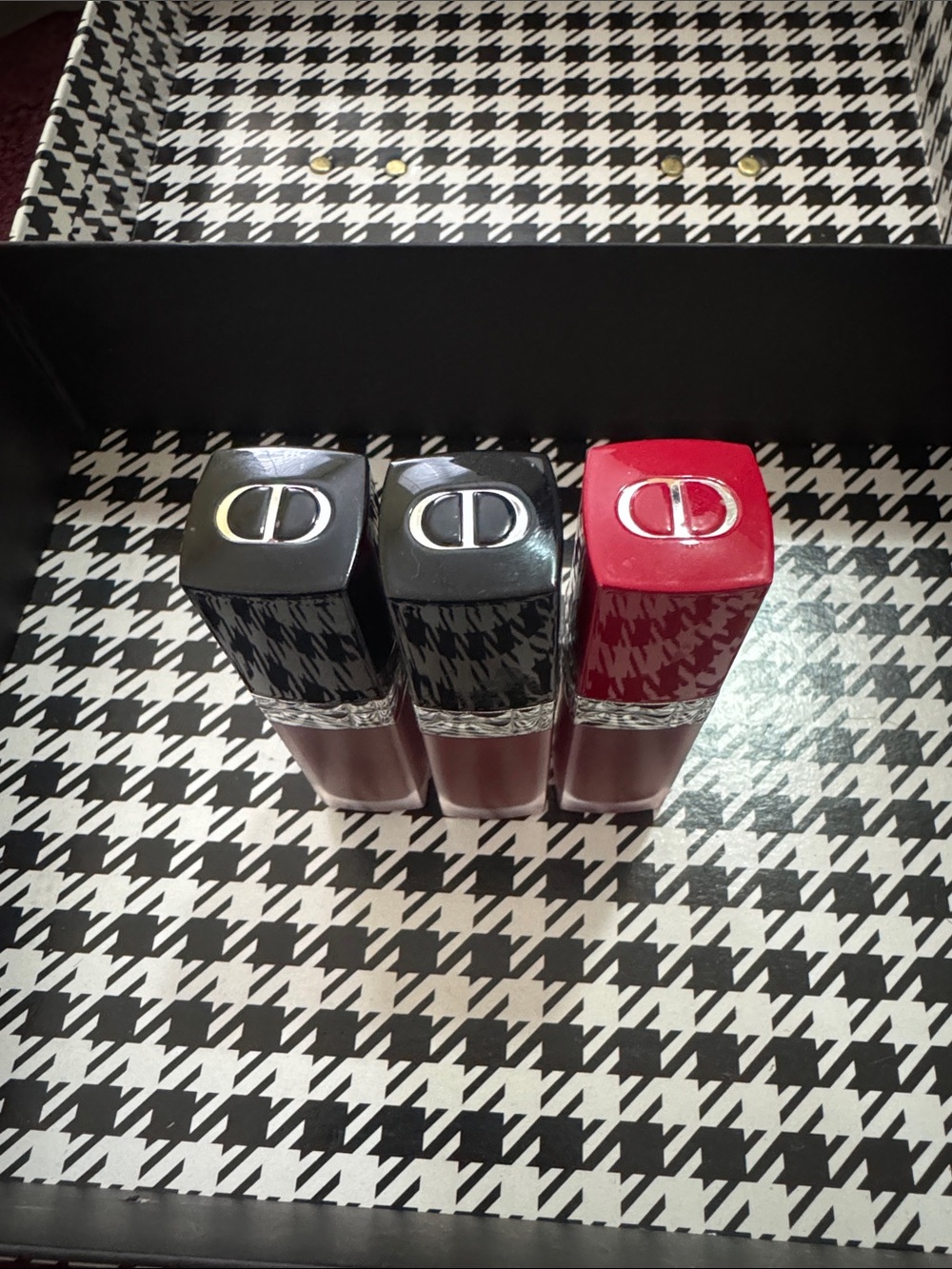 Dior Trio Lipsticks in Black and Red Caps